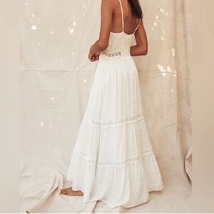 Lulus Light Breeze White Striped Crochet Lace Tiered
Maxi Dress